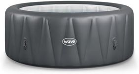 Wave Atlantic 4-Person Inflatable Hot Tub | Integrated Eco Heater | 110 Aquajet Massage System | Anti-Freeze Protection | Quick 15-Minute Setup | Dark Grey