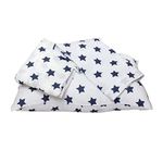 Bacati Stars Muslin 3 Piece Toddler Bedding Sheet Set, Navy