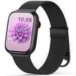 OHOTLOVE Metal Magnetic Bands Compatible with Apple Watch Band 38mm 40mm 41mm 42mm 44mm 45mm 49mm Women Men, Stainless Steel Mesh Magnetic Strap for iWatch Series Ultra/9/8/7/6/5/4/3/2/1/SE Black S