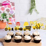 The Banner Company Trucks Cupcake Toppers Set of 8 – Fun Construction Party Decorations, Birthday Cake Decor, Kids' Truck Theme Supplies