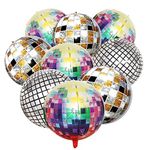 Disco Ball Balloons, Kaluofan 9PCS Disco Balloons, 22 Inches Helium 4D Colorful Disco Ball, Party Balloons, Shiny and Unique, Used for Birthdays, Bachelor Parties, 70s 80s 90s Disco Party Decorations