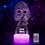 Hoofun Taylor Swift Night Light Merch: TS Fans Merchandise Gifts, 3D LED Illusion Table Lamp with Remote Control and Smart Touch for Girls Bedroom Decor Music Party Birthday Christmas