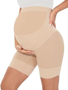 MUSIDORA Pregnancy Underwear - Prevent Thigh Chafing Seamless Maternity Shapewear Shorts Pregnancy Belly Support for Postpartum Pregnant Women (Nude S)