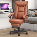 BestEra Office Chair Ergonomic Executive Chair, Big and Tall Home Office Desk Chair, Leather Swivel Wide Computer Chair with Wheels, Lumbar Support, Footrest (Brown)…