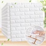 Revwd Self-Adhesive Waterproof PE Foam 3D Wall Panels Wallpaper Sticker for Bathroom, Living Room, and Home Decoration (70 x 77cm, Appx. 5.8Sq Feet) (10, White)