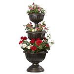 Garden Grow Antique Bronze Effect 3 Tier Flower Fountain Planter for Outdoor Garden, Terraces, Patio and Decking