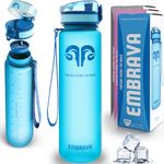 Best Sports Water Bottle - 32oz Large - Fast Flow Flip Top Leak Proof Lid w One Click Open - Non-Toxic BPA Free Eco-Friendly Tritan Co-Polyester Plastic Pure Blue