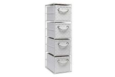 Arpan White 4 Drawer Storage Cabinet Unit Ideal for Home/Office/Bedrooms (4-Drawer Unit -18x25xH65cm)