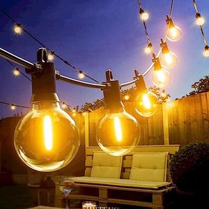 Kawaya Guirlande Lumineuse Extérieure 8m Guirlande Guinguette Étanche LED avec 12+1 Imperméable Ampoules Lumières Incassable pour Jardin Exterieur Fête Terrasse Mariage Blanc Chaud
