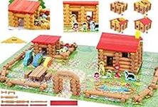 Wooden Logs Toys Farm Playset- Wood