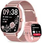 Smart Watches for Women, Answer/Make Call, 1.85'' HD Screen Fitness watch with Heart Rate/Sleep/SpO2 Monitor, Smart watch for iPhone/Android, 120+Sport Mode, IP68 waterproof - Two Straps, Rose Gold