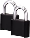 Combination Lock,Heavy Duty 4 Digit Outdoor Padlock for School Gym Locker, Sports Locker, Fence, Toolbox, Case, Hasp Storage (Black,2 Pack) (1.3 Inch Long Shackle)