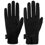 All Day Horse Riding Gloves Ladies Dublin Track Fabric Gloves Leather Equestrian (Black, M)