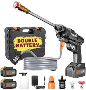 Texum Cordless Portable Wireless Pressure Washer Gun 48V 12000mAh High Pressure Water Gun for Car Wash and Bike Cleaning with Adjustable Nozzle and 5M Hose Pipe (Double Battery)