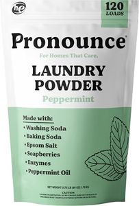 Pronounce Laundry Detergent Powder Alternative | Cleaner Ingredients. Safer for Sensitive Skin. Stain + Smell Fighting. With Essential Oils. HE Safe (Peppermint, 120 Loads)
