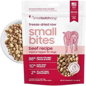 smallbatch Freeze-Dried Beef Dog Food – Grain Free, Organic Produce – Raw Dehydrated Beef Bites, High Protein Complete Meal or Topper – Humanely Raised, Made in USA, 7oz