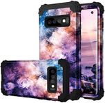 Samsung Galaxy S10 Case, Fingic S10 Case Heavy Duty Protection Shockproof Silicone Rubber Hard Plastic Hybrid 3 in 1 Case Bumper Full Body Protective Cover for Samsung Galaxy S10 2019 - Nebula Black