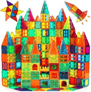 FNJO Magntic Tiles, 110PCS Magnet Building Set, Magnetic Building Blocks,Construction STEM Toys for Kids , Gift for Boys Girls