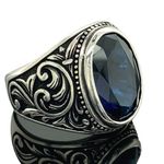 Turkısh Men's Sapphire Stone Ring, Ottoman Style Ring, Cubic Sapphire Zircone Ring, 925k Sterling Silver Ring, Gift For Him