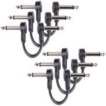 GOGHOST 3 Inch Guitar Patch Cables 6 Pack, 1/4" TS Right Angle Effect Pedal Flat Cables, Black