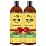 Rey Naturals Cold Pressed Castor Oil plus Rosemary Essential Oil | Castor Oil for Hair Growth, Eyebrows & EyelasheS | Premix of Castor and Rosemary Essential Oil| For Men & Women| 200ml * 2