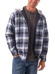 Wrangler Authentics Men's Long Sleeve Quilted Lined Flannel Shirt Jacket with Hood, Blue/Black, Large