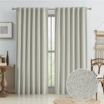 96 Inch Linen Textured Curtains 2 P