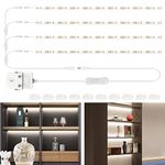 WOBANE LED Shelf Lights,Flexible LED Strip Lights with Switch,Display Lights for Cabinet,Showcase,Bookshelf,Pantry,Shelves,Cupboards,4 * 50cm 12v Strip Bars Set,120 LEDs,1200lm,6000K White