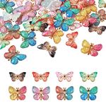 KISSITTY 48pcs Butterfly Charms for Hair Clips Shoe Decor Flat Back Resin Cabochons Embellishments for Photo Frames Crafts Scrapbooking Key Chains Gift Box Bottles Jewelry Making, Resin, No Gemstone