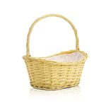 Wicker Wedding Flower Girls Basket Easter Egg Hunting Basket Toy Shopping Basket Gift Basket Pink Yellow Blue Grey (Yellow)