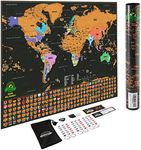 Scratch Off World Map Poster – Deluxe Travel Map, Scratch Off Map of The World with US States and Country Flags, Tracks Where You Have Been, Full Accessories Set, Gift for Travelers, by Earthabitats