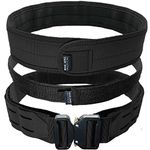 Bear Armz Tactical Battle Belt | Molle Riggers Belt | Duty Belt | Heavy Duty Anti-Slip Pad & Inner Belt Comb | 2-In-1 System, Tactical Black, S- Small