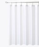 Biscaynebay Fabric Shower Stall Curtain Liners, White 48 Inch Width by 72 Inch Length, Water Resistant Bathroom Curtains, Rust Resistant Grommets (8 Holes) Weighted Bottom Machine Washable