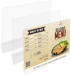 Belle Vous A4 Clear Acrylic Sign Holder (3 Pack) - Slanted Landscape Plastic Display Holders - Table Top Restaurant Menu, Office Desk Cards, Ad Poster, Leaflet, Flyer, Paper Holder & Photo Frame Stand