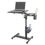 Isomars Standing Table Multipurpose Laptop Table Study Desk, Lockable Wheels, & Height Adjustable for Breakfast Table, WFH & Online Classes, Sit Stand Table Made in India (Black)