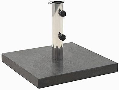 vidaXL Parasol Base Granitel 2 Castors 2 Skidproof Pads 2 Locking Bolts Umbrella Weight Stand Holder Square Outdoor Stainless Stee Black