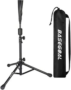 BaseGoal Batting Tee Baseball Tee, Softball Travel Portable Tee Tripod Stand Rubber Tee for Batting Training Practice with Carrying Bag