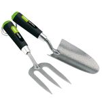 Draper 2 Piece Carbon Steel Garden Tools Set | Hand Fork and Trowel Set | Heavy Duty Gardening Tools | 65960