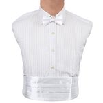 DIC1E01I White Solid Microfiber Fratty Cummerbund Set For Urban Sale For Evening Cummerbund Matching Bow Tie By Dan Smith