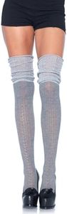 Leg Avenue womens Pointelle Scrunch Knee Socks Hosiery, Grey, One Size US