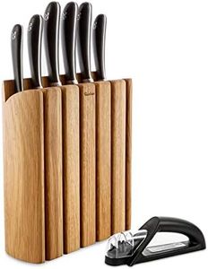 Robert Welch Signature Book Knife Block Set with Hand-held Knife Sharpener.