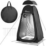 Wolfwise Pop Up Shower Tent with Floor, Portable Instant Changing Tent with Ventilation Window, Privacy Bathroom Toilet for Beach, Camping & Outdoor, Width 47" (120 CM), Height 75" (190 CM), Black