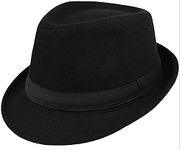 Kids-Boys Fedoras Caps Short-Brim Frdoras-Trilby-Hat Classic Felt Gangster-Manhattan-Hat for 4-8 Years Old S-M, Black2, 4-8 Years