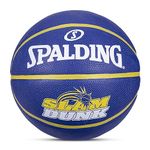 Spalding 8 Panel Slamdunk Rubber Moulded Indoor/Outdoor Basketball with Butyl Bladder, Blue, Size: 5 (Suitable for Practice/Match/Training) + Free Air Needle