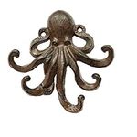 Ymaiss Octopus Key Hooks,Sea Theme Hook,Rustic Brown Cast Iron Octopus Hooks,Coastal Hook,Antique Old Shabby Chic Cast Iron Hooks, Decorative Swimming Octopus Tentacles Hook Matching Screws Included