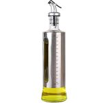 Homecloud Stainless Steel and Glass Oil Dispenser Bottle with Measuring Scale | Perfect for Olive Oil, Sauces, and Vinegar | Leak-Proof Auto Flip Non-Drip Spout | Capacity - 500ml