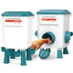 12kg Chicken Feeder and 11L Waterer Set, Chicken Feeders and Drinkers, Chicken Feeders No Waste, Outdoor Poultry Feeder with Detachable Legs up to 20 Chicks 12 Adult Chickens - Lake Blue