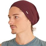 CHARM Mens Light Weight Summer Beanie - Womens Slouchy Beanie Hat Stretchy Slouch Knit Cap 100% Cotton Chemo Hat Burgundy