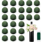 Tessco 12 Pcs Mini Floral Foam Holder Round Floral Foam with Green Floral Wire Floral Arrangement Supplies Flower Foam for Fresh Flowers Green Floral Foam for Table Wedding Wine Bottle Decor