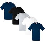 Fruit of the Loom Men's T-Shirt, Heavy Cotton, M, L, XL, XXL, 3XL, Various Colour Sets, Pack of 5, L